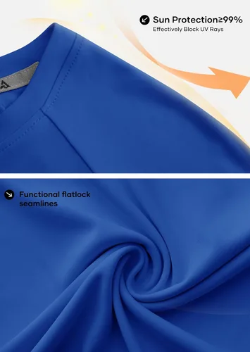 Vista 5 de Camisetas de natación para hombre, protección contra erupciones UPF 50+, manga larga y corta, protección solar UV, camisas de verano, camisetas
