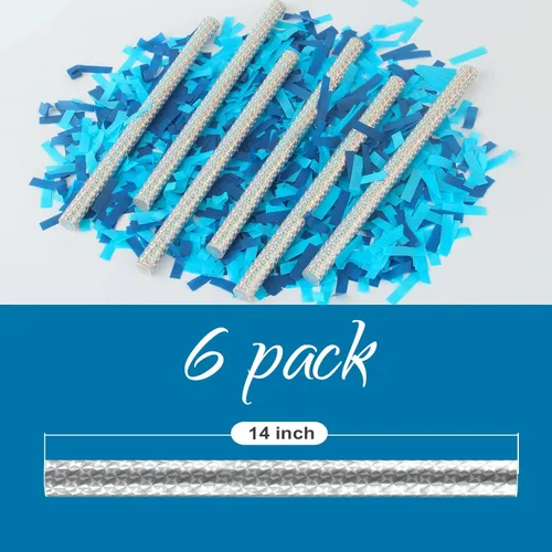 Vista 8 de BATTIFE It's a Boy, paquete de 6 varitas de confeti para revelación de género, palitos de confeti de papel de seda para bebé, suministros