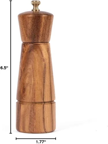 Vista 10 de Molinillo de pimienta, molinillo de pimienta con acero inoxidable ajustable, madera de acacia, altura 6.5 in, diámetro inferior: 2.0 in, diámetro