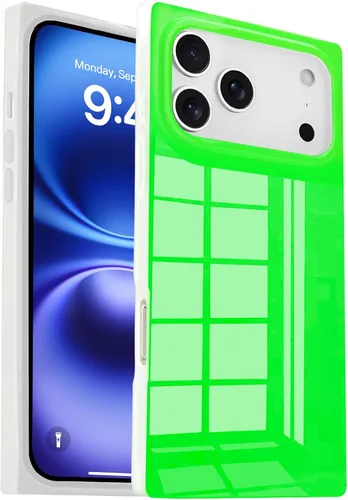 Vista 23 de Funda rectangular compatible con iPhone 15 Neon para mujer, diseño de lujo de fluorescencia brillante, flexible, suave, delgada, de gel de goma TPU
