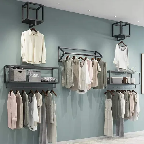Vista 3 de Percheros creativos triangulares para ropa en tiendas de ropa, estante colgante de pared para el hogar, toalleros para almacenamiento en el baño
