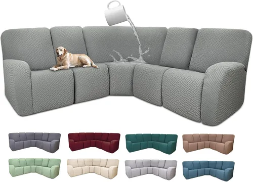 Vista 18 de Fundas de sofá reclinable seccional 100% impermeables para sofá reclinable en forma de L, funda de sofá modular de esquina en forma de L, fundas