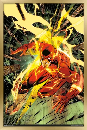 Vista 14 de Trends International DC Comics - Póster de pared de The Flash - Spears, 14.725 x 22.375 pulgadas, versión enmarcada de madera de granero