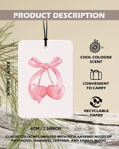 Vista 2 de Coquette Girly Western Cologne Ambientador para el Coche 4 Piezas, Ambientador Colgante con Lazo de Vaquera Preparada, Aroma a Cereza, para Coches
