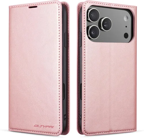 Vista 49 de QLTYPRI Funda tipo cartera para iPhone Air, 3 tarjeteros, color negro Funda de piel sintética de alta calidad, cierre magnético, soporte