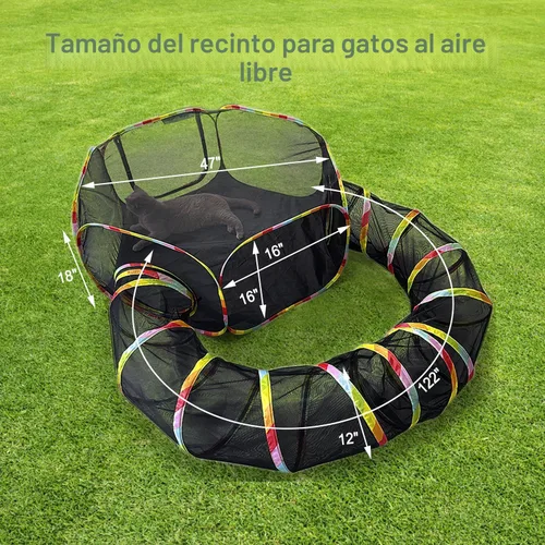 Vista 2 de CLKHOWL Recinto para gatos al aire libre, carpas portátiles para gatos para exteriores, sin jaula para exteriores, recinto para mascotas, túnel
