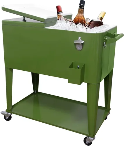 Vista 9 de Nattork Carro enfriador con ruedas de 80 cuartos de galón para patio al aire libre, terraza, bar, fiesta portátil, carrito de bebidas frías, baúl