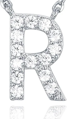 Vista 58 de PAVOI 14K White Gold Plated Cubic Zirconia Initial Necklace Letter Dainty Necklaces for Women