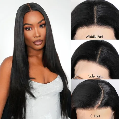 Vista 5 de Pelucas de cabello humano de 32 pulgadas con encaje frontal de 13 x 6 pulgadas, densidad 220, pelucas de cabello humano lacio con encaje frontal