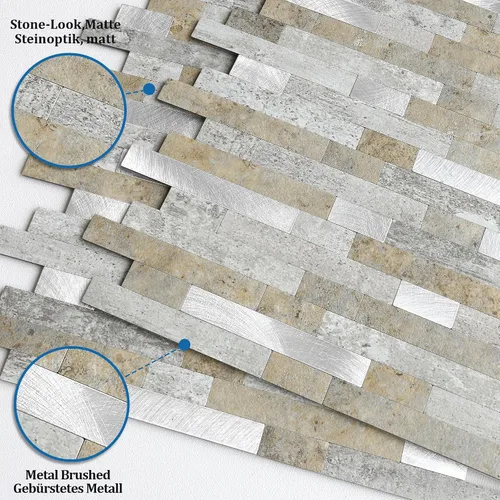 Vista 2 de MOFIT Azulejo de Respaldo de Ladrillo de Piedra 3D para Cocina Despegar y Pegar Azulejo de Pared Autoadhesivo, Pegatinas de Azulejos de Mosaico