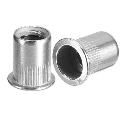 Vista 9 de uxcell Tuercas de remache 1/4-20, 30 tuercas roscadas de cabeza plana moleteadas de acero inoxidable 304 para metal, plástico