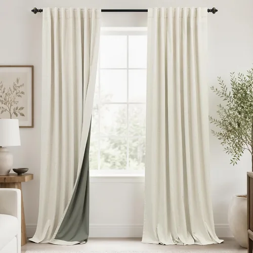 Vista 57 de KOUFALL Cortinas opacas de lino de 24 pulgadas de largo, cortinas térmicas cortas para oscurecer la habitación, cortina de baño para cocina sobre