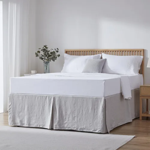 Vista 12 de Simple&Opulence Falda de cama de lino francés con volantes antipolvo clásicos de 14 pulgadas de caída, mezcla de algodón de lino y lino natural
