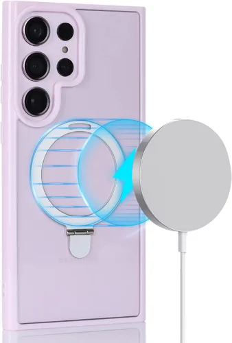 Vista 2 de Cavor - Funda para Samsung S23 Ultra, compatible con MagSafe, lavanda Funda para teléfono Galaxy S23 Ultra con función atril, protección suave,