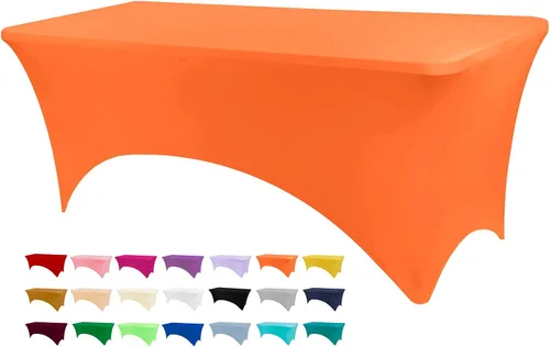 Vista 16 de BDDC - Funda de mesa ajustada de 4 pies, manteles de elastano negros, manteles elásticos lavables y resistentes a las arrugas para eventos, bodas