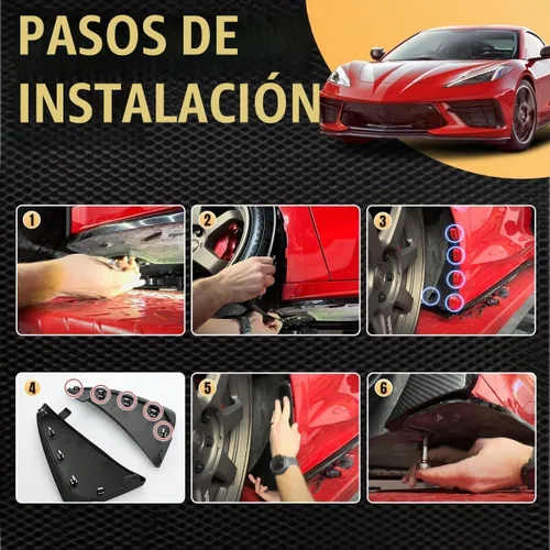 Vista 2 de 4 aletas de barro delanteras y traseras, patrón de fibra de carbono, protectores contra salpicaduras, guardabarros de roca para Corvette C8 Stingary