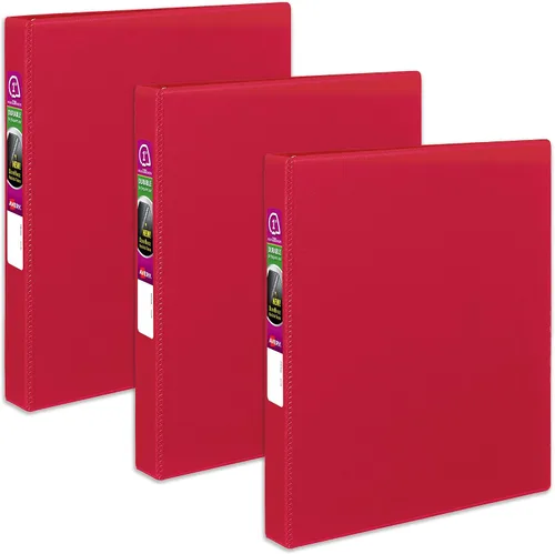 Vista 8 de Avery Carpeta duradera de 3 anillas, anillos inclinados de 1 pulgada, 1 carpeta roja (27201)