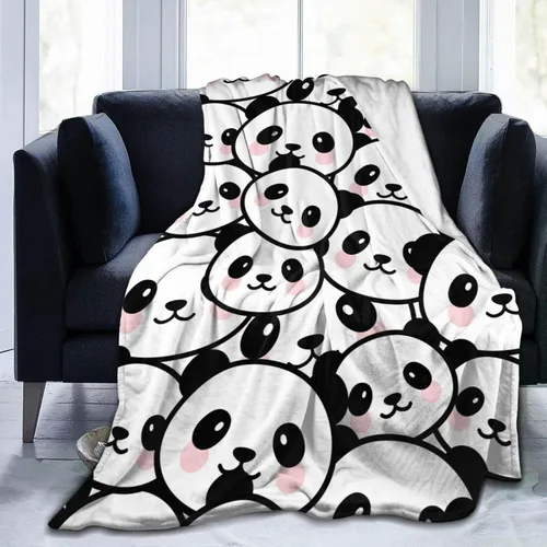 Vista 2 de Manta de panda para niños y niñas, con bonito diseño de panda impreso, manta para regazo de niños, silla, cálida y suave manta acogedora, 30 x 40