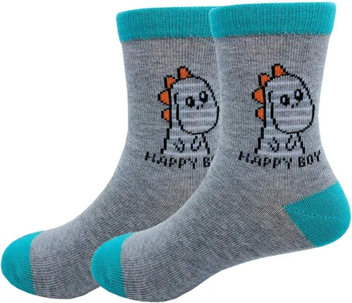 Vista 5 de Calcetines de algodón para niños pequeños diseño de dinosaurio 5 pares