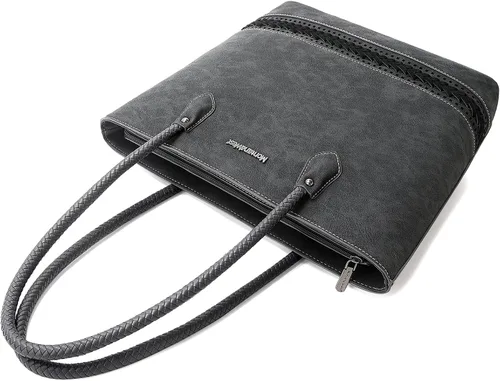 Vista 6 de Montana West Bolsas Tote Tejidas para Mujeres, Carteras y Bolsos de Mano con Bolsillo Trasero con Cremallera *Tejido negro