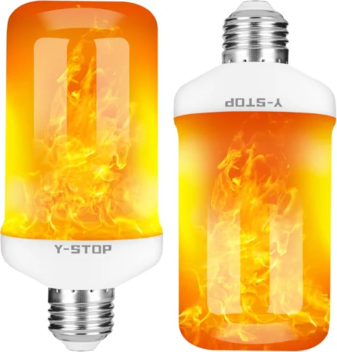 Vista 12 de Y- STOP Bombillas de llama mejoradas, 4 modos de luz parpadeante para exteriores con efecto invertido, bombilla de llama de base E26