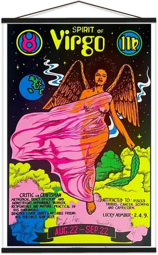 Vista 8 de Scorpio Posters Signo del zodiaco de Virgo - Flocado - Póster de luz negra - 23 x 35 pulgadas