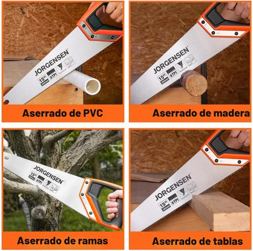 Vista 9 de JORGENSEN Sierra de mano profesional de 15 pulgadas, mango de aluminio