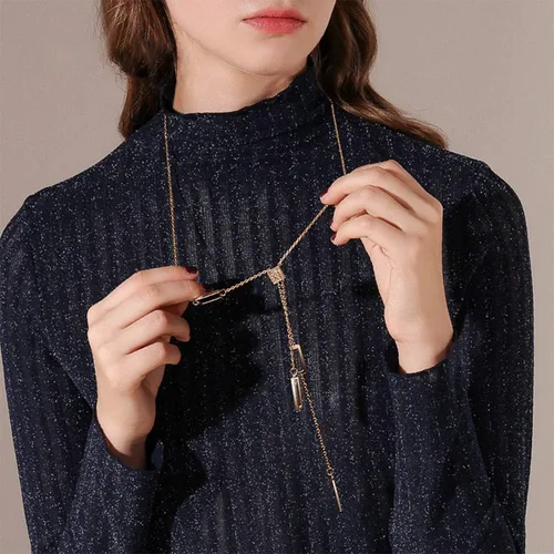 Vista 5 de Merdia Long Necklace for Women Sweater Chain Necklace Elegant Jewelry Accessories Dressy Collocation Winter Evening Party Wedding Charm Necklace