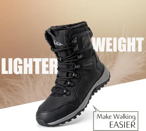 Vista 8 de Botas de nieve para hombre, impermeables, aisladas, para invierno, senderismo, antideslizantes, para exteriores
