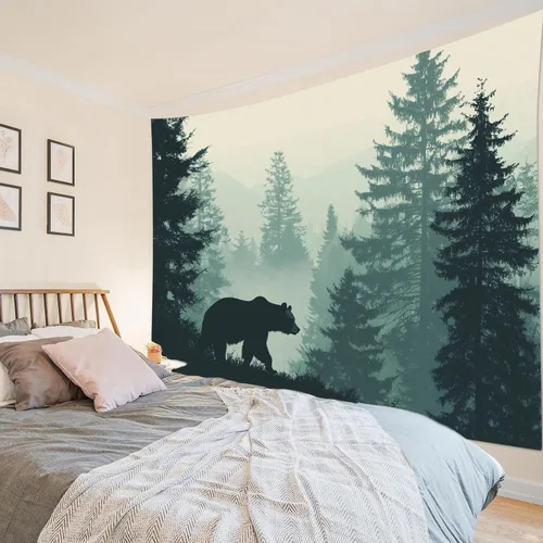 Vista 30 de HVEST Tapiz de cactus con diseño de plantas suculentas del desierto tropical en estante de madera, tapiz para colgar en la pared, acuarela botánica