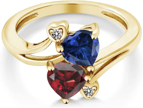 Vista 3 de Gem Stone King Anillo de compromiso de oro amarillo de 10 quilates personalizado y personalizado para construir tu propia piedra natal de 2 piedras