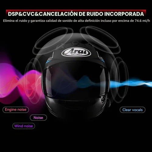 Vista 4 de XGP X1 - Auriculares Bluetooth para casco de motocicleta V5.3 con asistente de voz, altavoces de casco de 1.575 in con IP67 impermeable, auriculares
