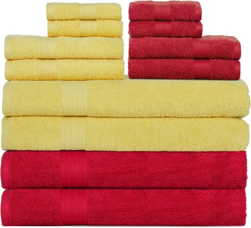 Vista 7 de Ample Decor Juego de 12 toallas de baño de 600 GSM, 100% algodón, 4 toallas de baño, 4 toallas de mano, 4 paños de lavado, absorbentes y suaves
