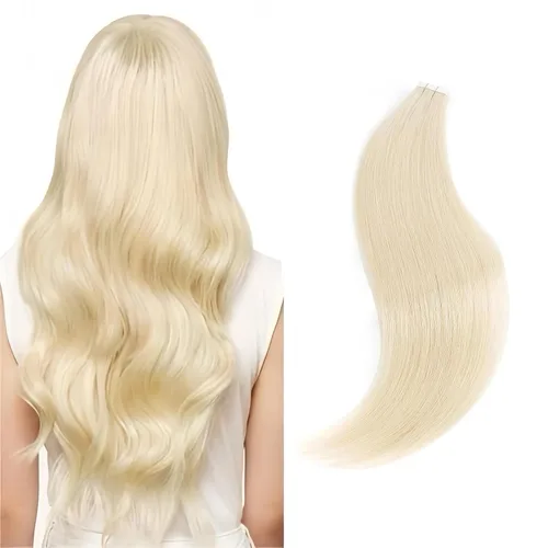 Vista 10 de Sixstarhair Extensiones de cabello con cinta adhesiva, color marrón claro, mezclado con rubio ceniza, sin costuras, lacio, 18 pulgadas, 1.76 onzas