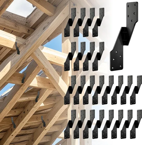 Vista 17 de 10 piezas de bridas para huracanes negras resistentes para vigas, correas para techos de huracanes de calibre 13, espesor de 2.2mm, ajustables