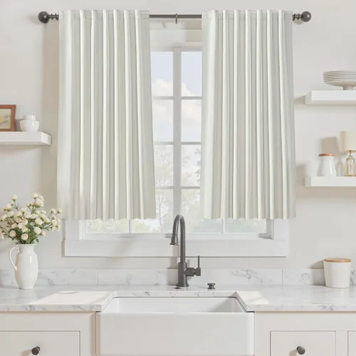 Vista 33 de Cortinas opacas de 54 pulgadas de largo para dormitorio, sala de estar, cortinas beige con aislamiento térmico, oscurecimiento de la habitación