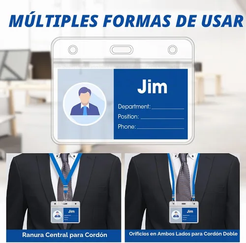 Vista 4 de 100 soportes horizontales para tarjetas de identificación, extra grueso, con cremallera resellable, soporte impermeable para tarjetas