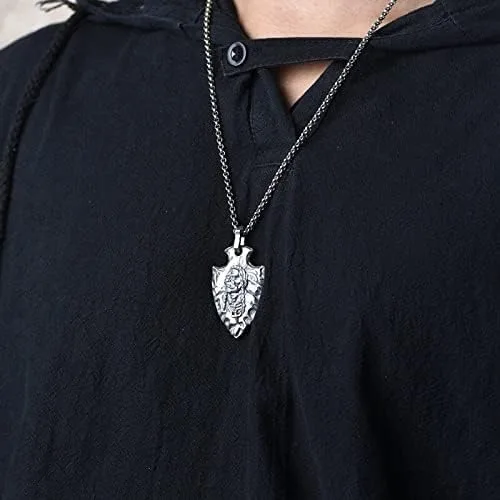 Vista 5 de Collar con dije de plata pura 999 Escudo de águila nativa americana Colgante de jefe indio para hombre Joyería para hombre, Plata esterlina, Sin