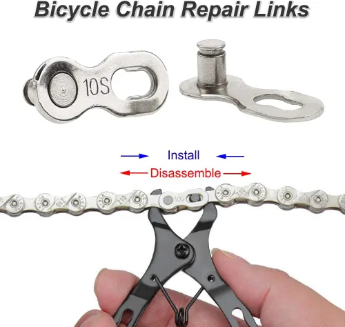 Vista 5 de Kit de herramientas de reparación de cadena de bicicleta con 5 pares de eslabones rápidos para cadena de 10 velocidades Saipe Bike Chain Link Tool