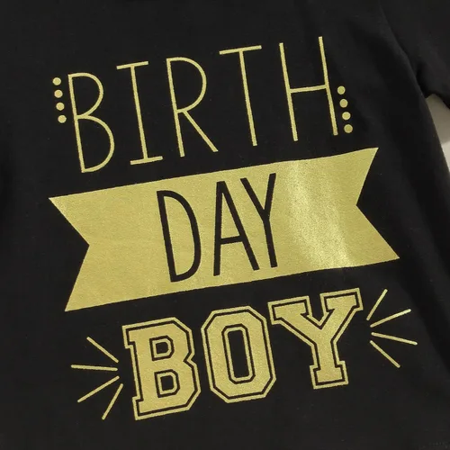 Vista 5 de Conjunto de traje de cumpleaños para bebé niño, camiseta de manga corta y pantalones largos, ropa de verano