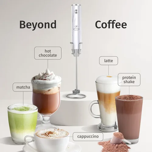 Vista 309 de Zulay Milk Boss Espumador de leche potente manual, hace espuma para latte, batidor para mezclar bebidas, café, miniespumador para capuchino, frappé