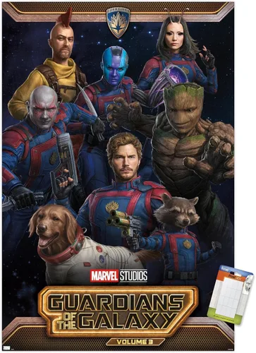 Vista 10 de Marvel Guardians of the Galaxy Vol 3 - Póster de pared grupal, 22.4 pulgadas de largo x 14.7 pulgadas de ancho, versión enmarcada de madera