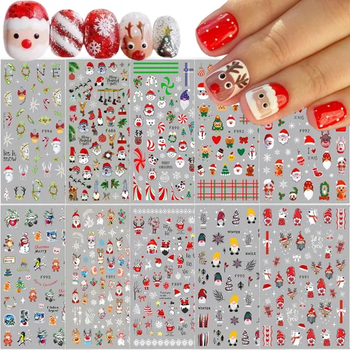 Vista 15 de 8 hojas de calcomanías de arte de uñas para el día de San Valentín, autoadhesivas, 3D, color plateado, rosa, rojo, labios, letras de corazón, diseño