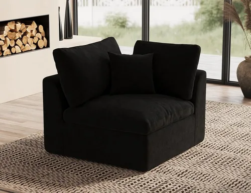Vista 51 de ohllob Sofás seccionales Cloud de 110 pulgadas para sala de estar, sofá deshuesado en forma de L con otomana, sofá modular de 3 plazas, color negro