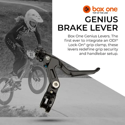 Vista 3 de Box One Genius - Palanca de freno BMX con abrazadera, tres palancas de freno reversibles de punto en V forjado en frío, alcance ajustable