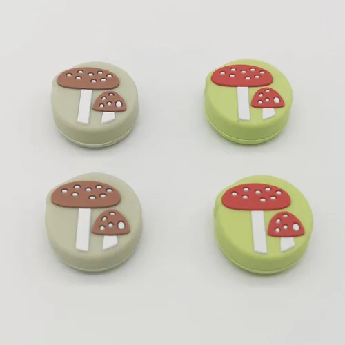 Vista 2 de Ocanblu - Cute Mushroom Thumb Grip Caps Compatible with Nintendo Switch Switch OLED Switch Lite Soft Silicone Joystick Caps 4PCS