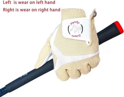 Vista 6 de Guantes de golf para hombre, cuero sintético de alta calidad, agarre estable, paquete de dos