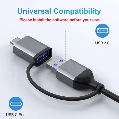 Vista 8 de LIONWEI Estación de acoplamiento USB 3.0 a Dual HDMI para Windows y macOS, Adaptador USB C Divisor de 2 Monitores para MacBook