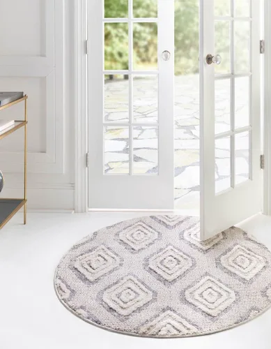Vista 13 de Unique Loom Cherokee Collection Gatlinburg - Alfombra rectangular de 2 x 3 pies 1 pulgada, color blanco y negro