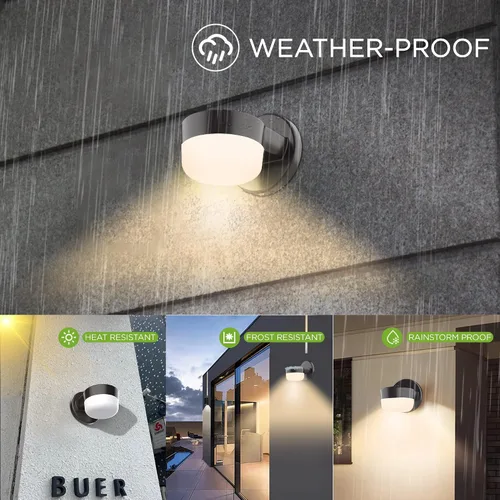 Vista 6 de TIERONE Moderno paquete de luz LED de seguridad con fotocélula del atardecer al amanecer, aplique de pared al aire libre para patio, porche